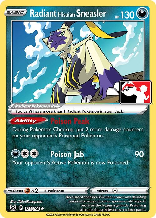 Radiant Hisuian Sneasler 123/196 card from Prize Pack Series Cards