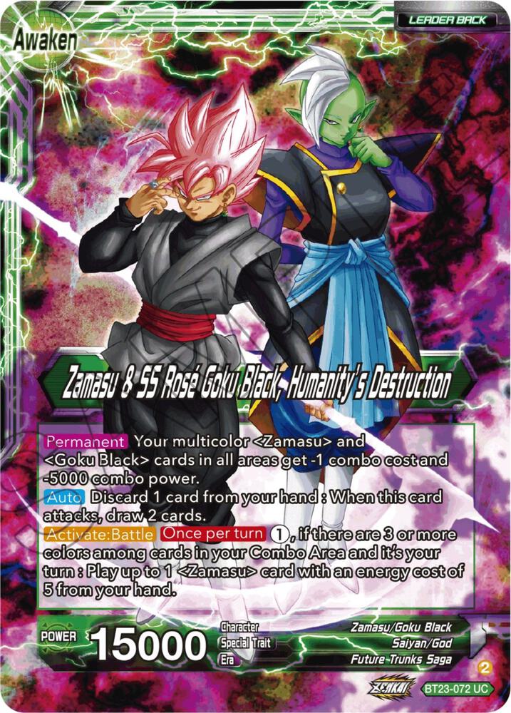 Zamasu & Goku Black // Zamasu & SS Rose Goku Black, Humanity's Destruction BT23-072 card from Perfect Combination