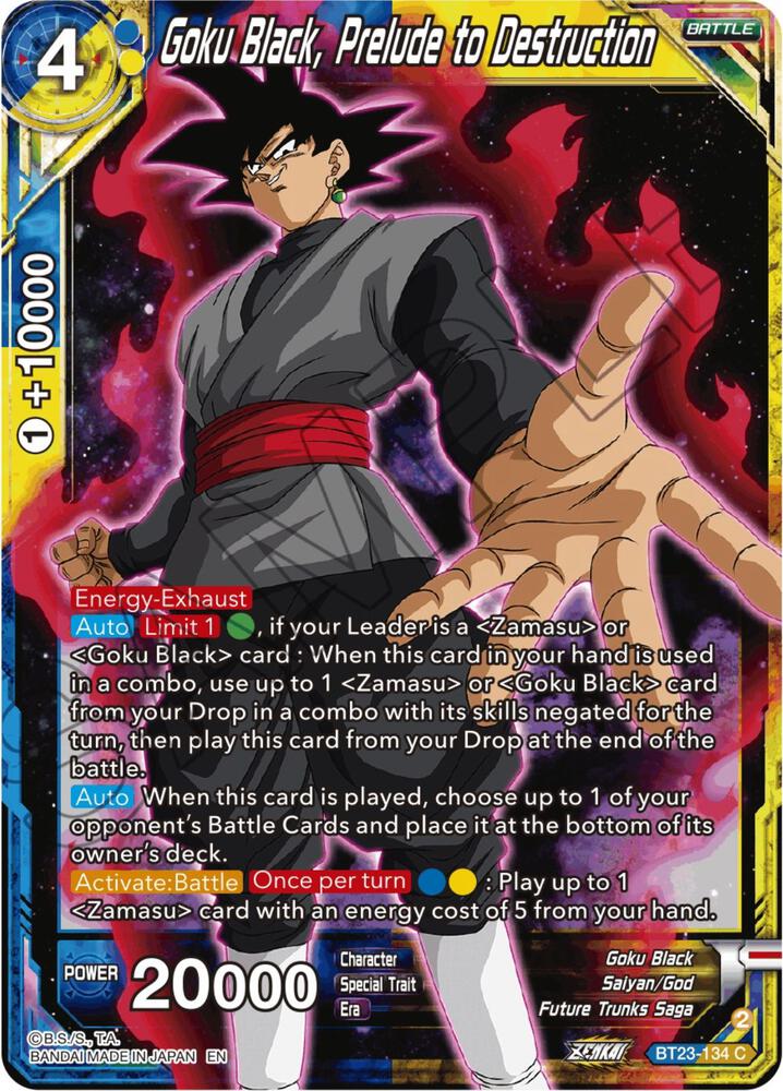 Goku Black, Prelude to Destruction BT23-134 card from Perfect Combination