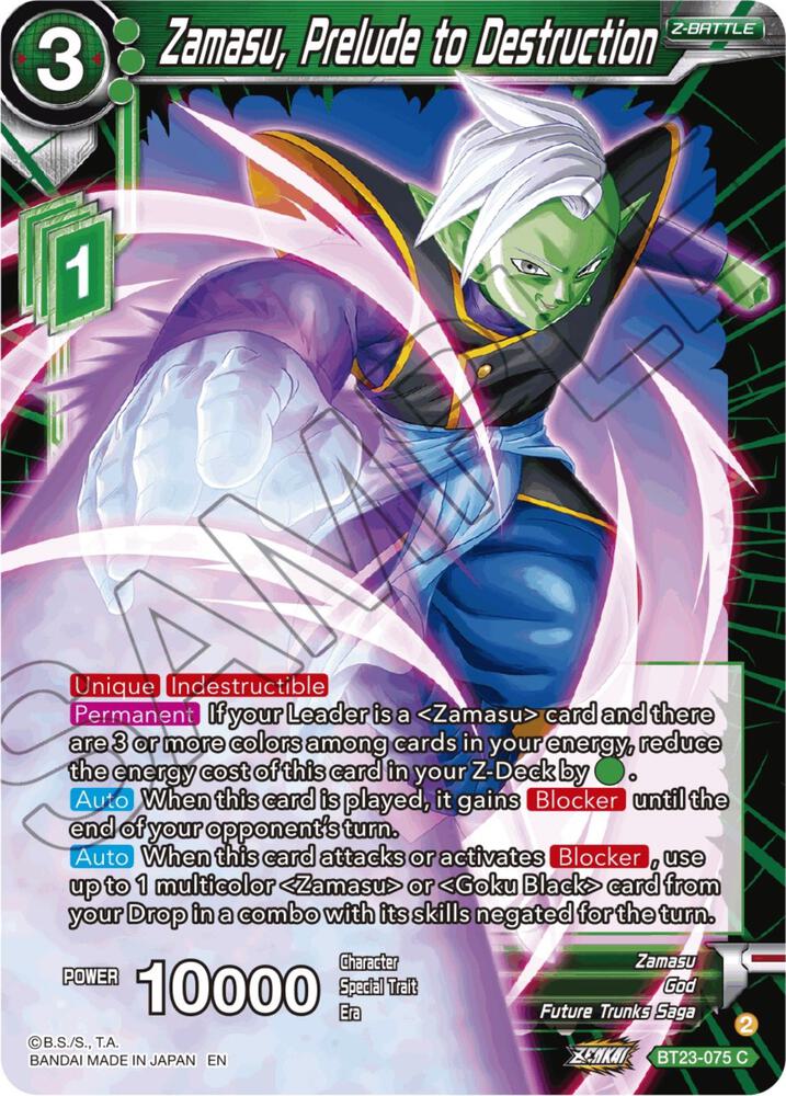 Zamasu, Prelude to Destruction BT23-075 card from Perfect Combination