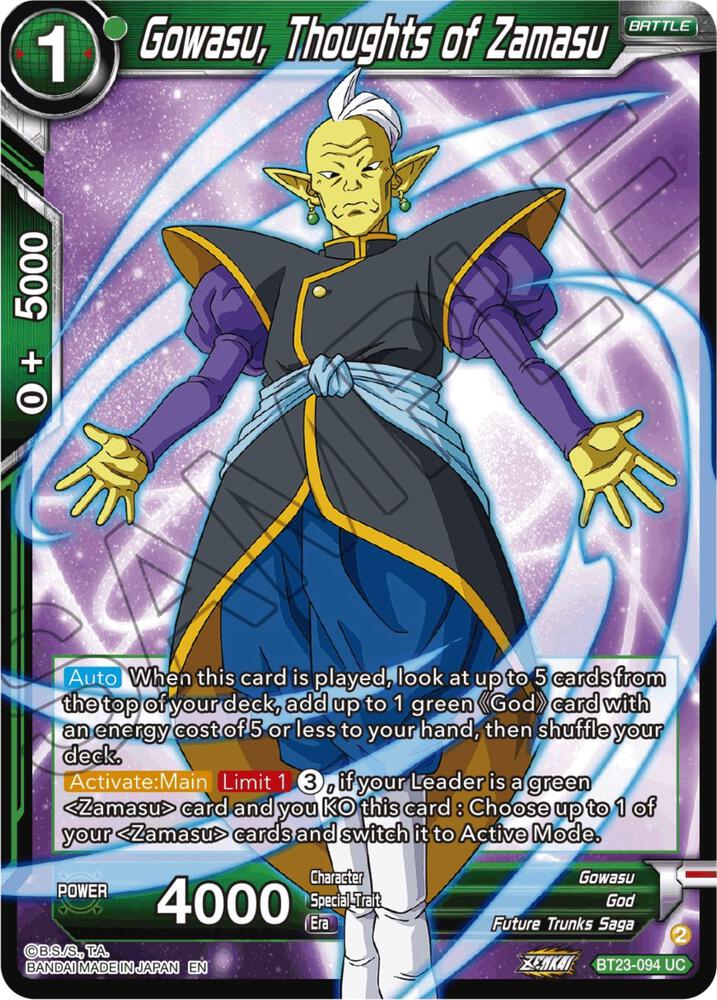 Gowasu, Thoughts of Zamasu BT23-094 card from Perfect Combination