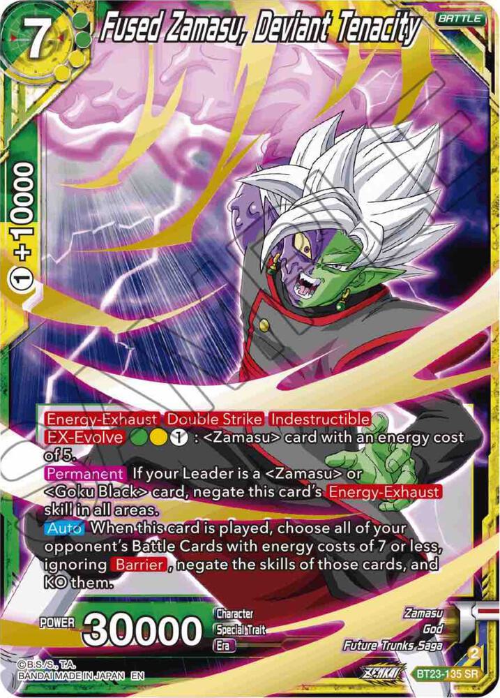 Fused Zamasu, Deviant Tenacity BT23-135 card from Perfect Combination
