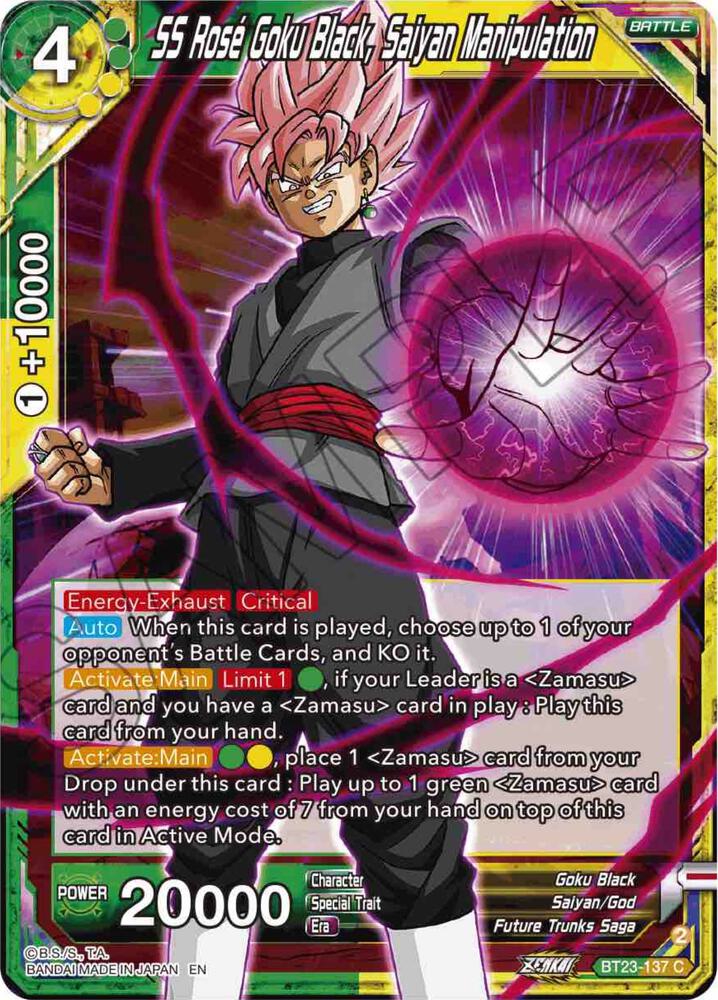 SS Rose Goku Black, Saiyan Manipulation BT23-137 card from Perfect Combination