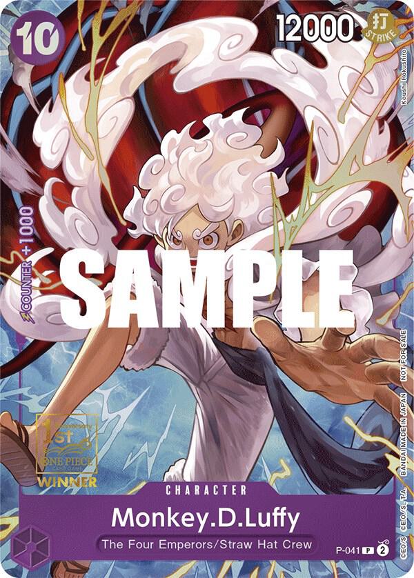 Monkey.D.Luffy (1st Anniversary Tournament) P-041 card from One Piece Promotion Cards