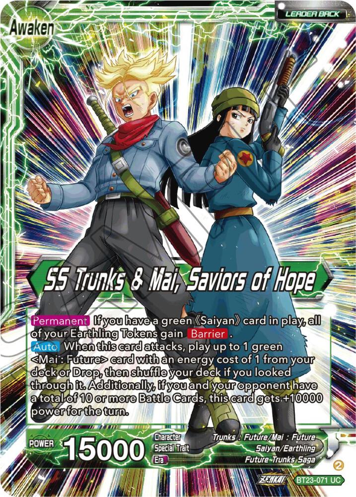Trunks & Mai // SS Trunks & Mai, Saviors of Hope BT23-071 card from Perfect Combination