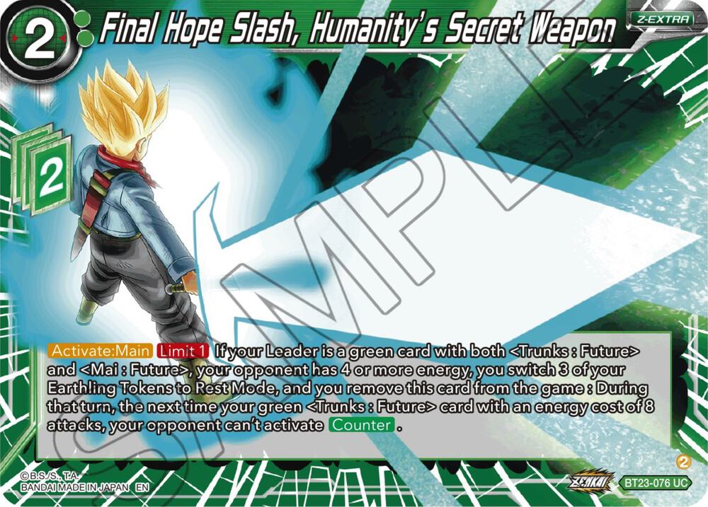 Final Hope Slash, Humanity's Secret Weapon BT23-076 card from Perfect Combination