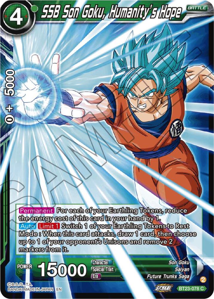 SSB Son Goku, Humanity's Hope BT23-078 card from Perfect Combination
