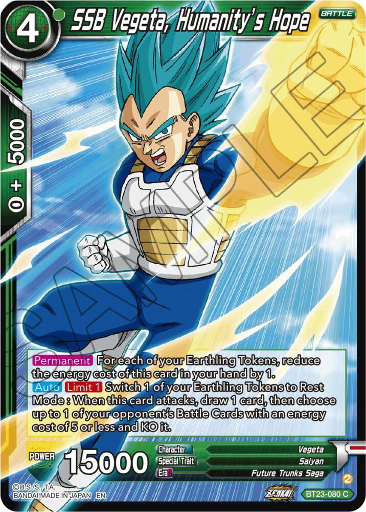 SSB Vegeta, Humanity's Hope BT23-080 card from Perfect Combination