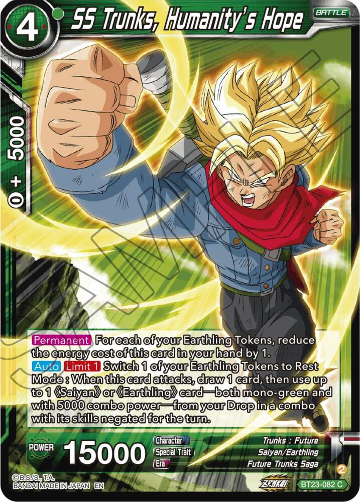 SS Trunks, Humanity's Hope BT23-082 card from Perfect Combination