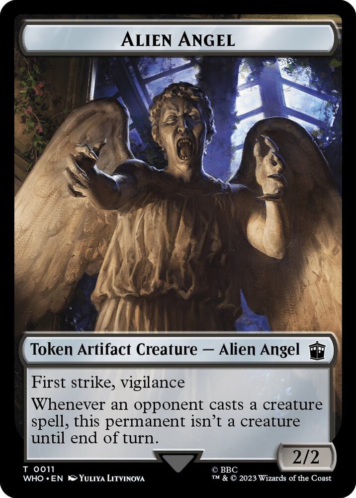 Alien Angel // Dinosaur Double-Sided Token 11 // 20 card from Universes Beyond: Doctor Who