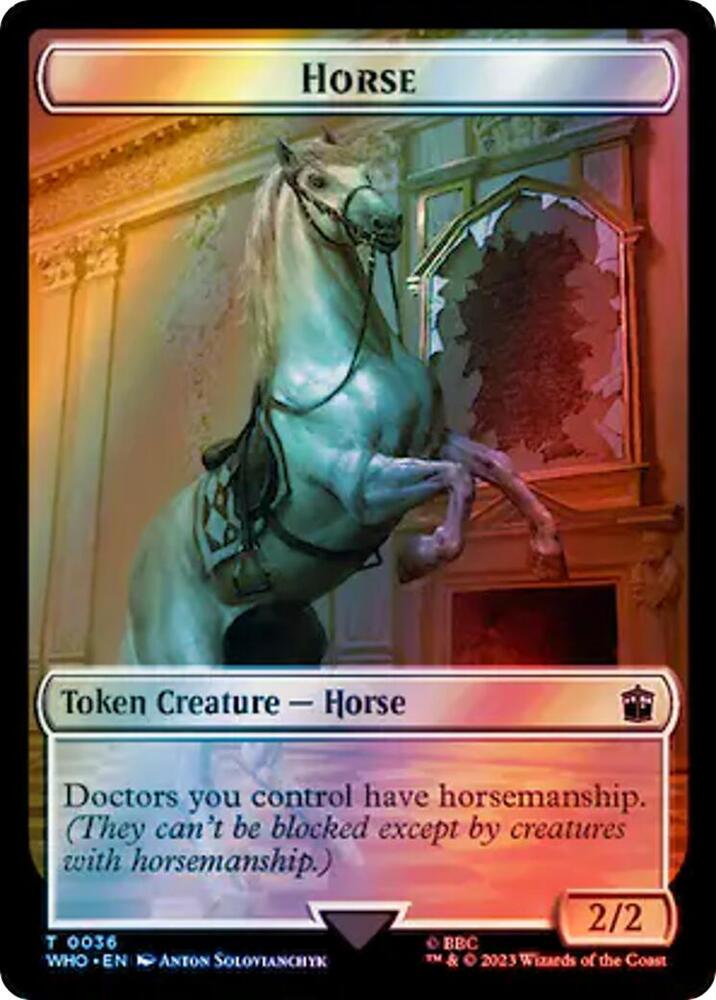 Horse // Clue Double-Sided Token (Surge Foil) 36 // 53 card from Universes Beyond: Doctor Who