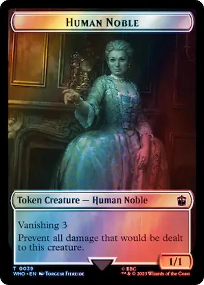 Human Noble // Beast Double-Sided Token (Surge Foil) 39 // 49 card from Universes Beyond: Doctor Who