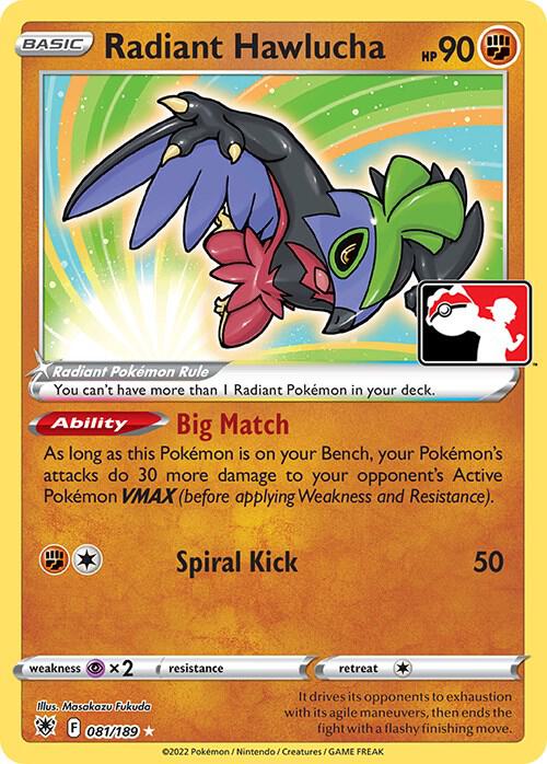 Radiant Hawlucha 081/189 card from Prize Pack Series Cards