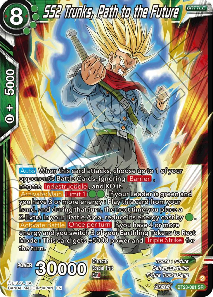 SS2 Trunks, Path to the Future BT23-081 card from Perfect Combination