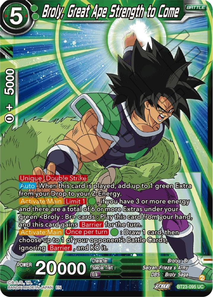 Broly, Great Ape Strength to Come BT23-095 card from Perfect Combination