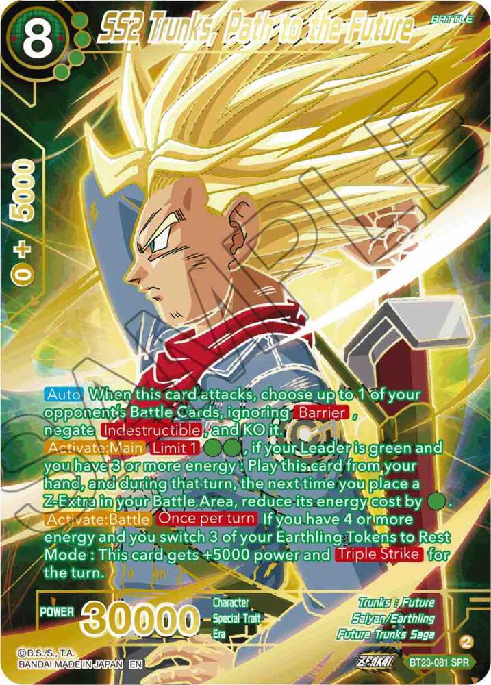 SS2 Trunks, Path to the Future (SPR) BT23-081 card from Perfect Combination