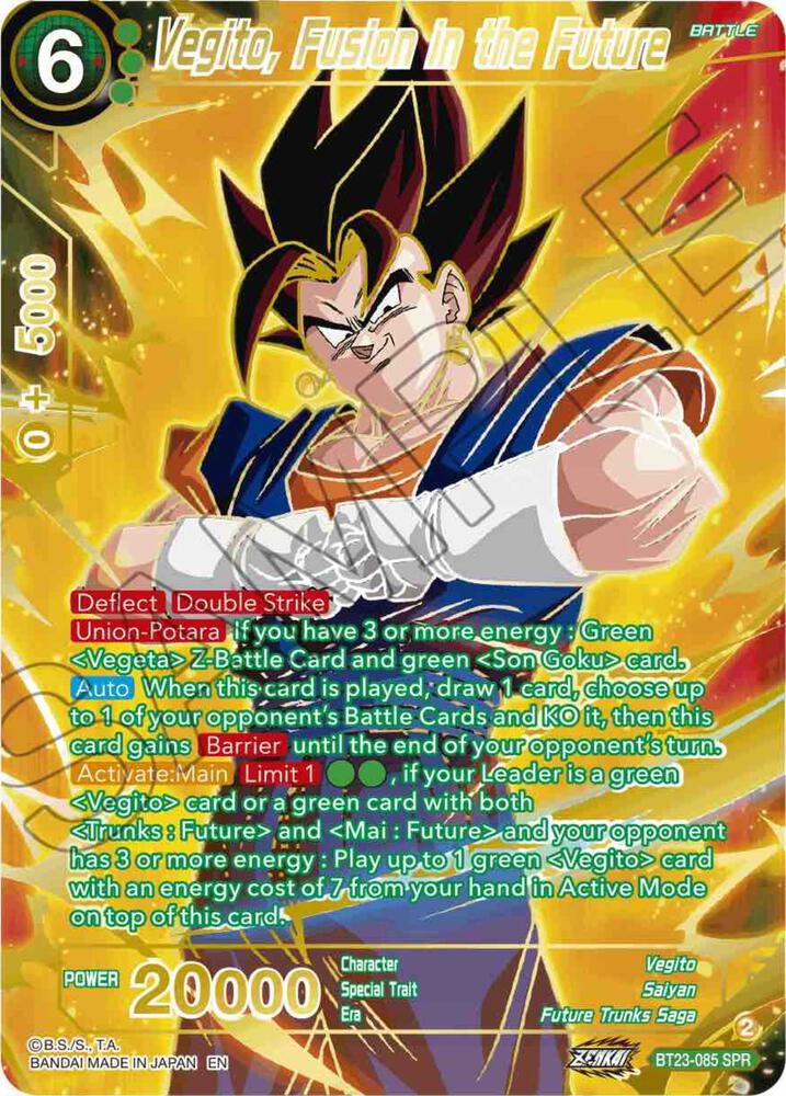 Vegito, Fusion in the Future (SPR) BT23-085 card from Perfect Combination