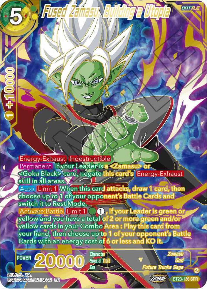 Fused Zamasu, Building a Utopia (SPR) BT23-136 card from Perfect Combination