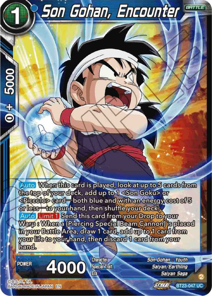 Son Gohan, Encounter BT23-047 card from Perfect Combination