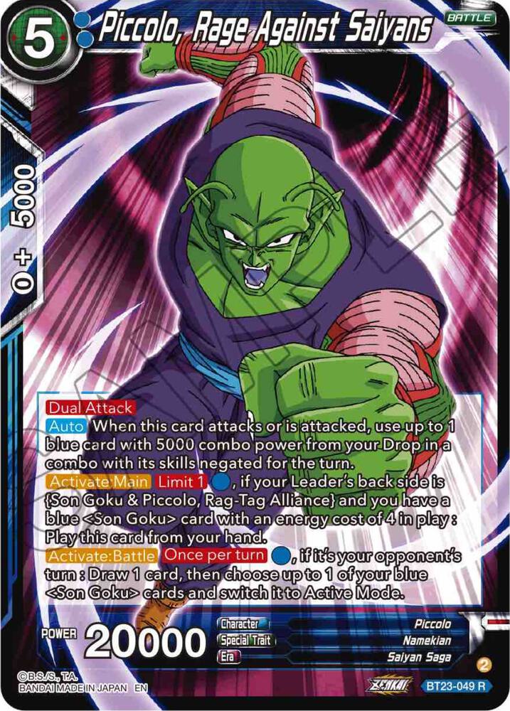Piccolo, Rage Against Saiyans BT23-049 card from Perfect Combination
