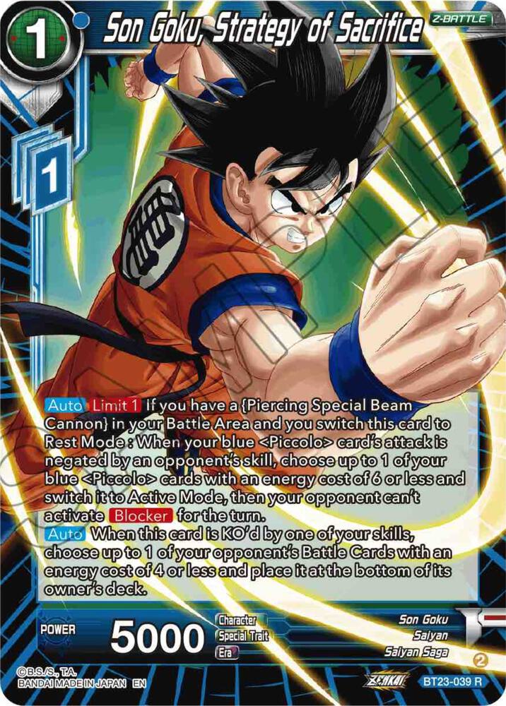 Son Goku, Strategy of Sacrifice BT23-039 card from Perfect Combination