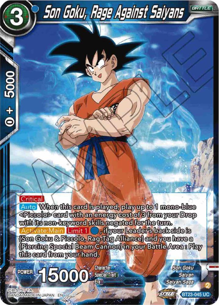 Son Goku, Rage Against Saiyans BT23-045 card from Perfect Combination