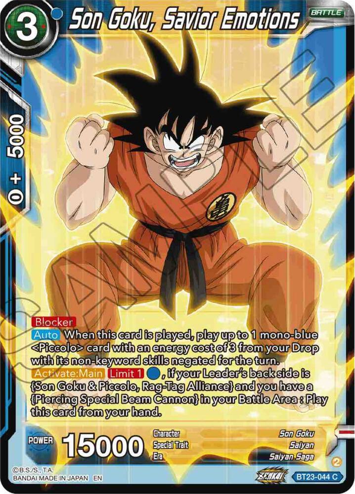 Son Goku, Savior Emotions BT23-044 card from Perfect Combination