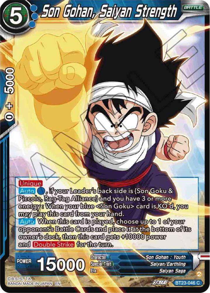Son Gohan, Saiyan Strength BT23-046 card from Perfect Combination