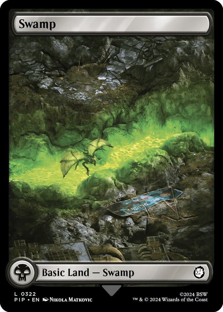 Swamp 322 card from Universes Beyond: Fallout