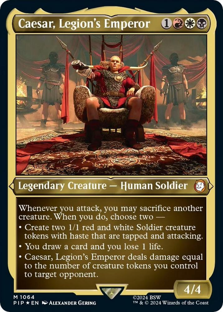 Caesar, Legion's Emperor (Display Commander) - Thick Stock 1064 card from Universes Beyond: Fallout