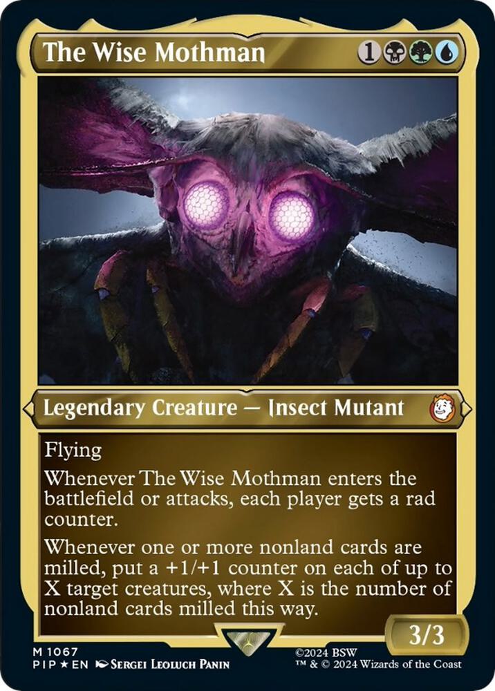 The Wise Mothman (Display Commander) - Thick Stock 1067 card from Universes Beyond: Fallout