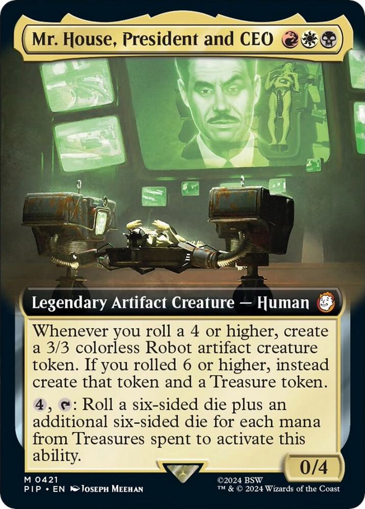 Mr. House, President and CEO (Extended Art) 421 card from Universes Beyond: Fallout