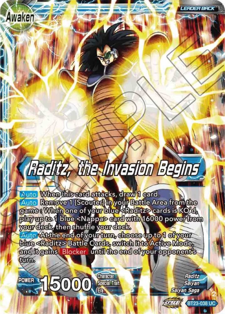 Raditz // Raditz, the Invasion Begins BT23-038 card from Perfect Combination