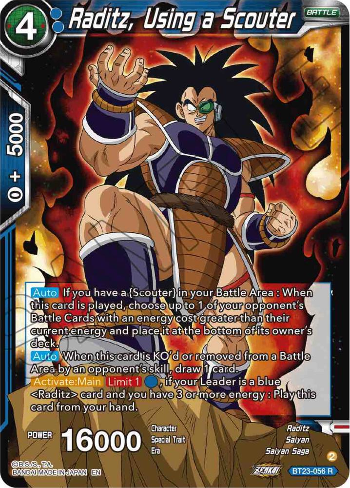 Raditz, Using a Scouter BT23-056 card from Perfect Combination