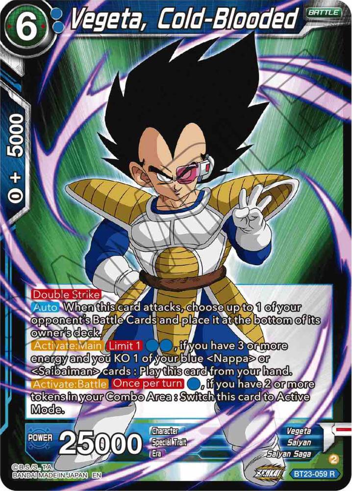 Vegeta, Cold-Blooded BT23-059 card from Perfect Combination