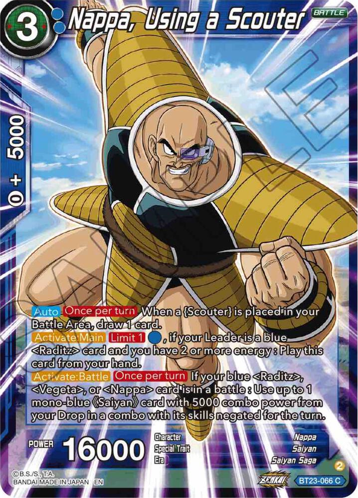 Nappa, Using a Scouter BT23-066 card from Perfect Combination