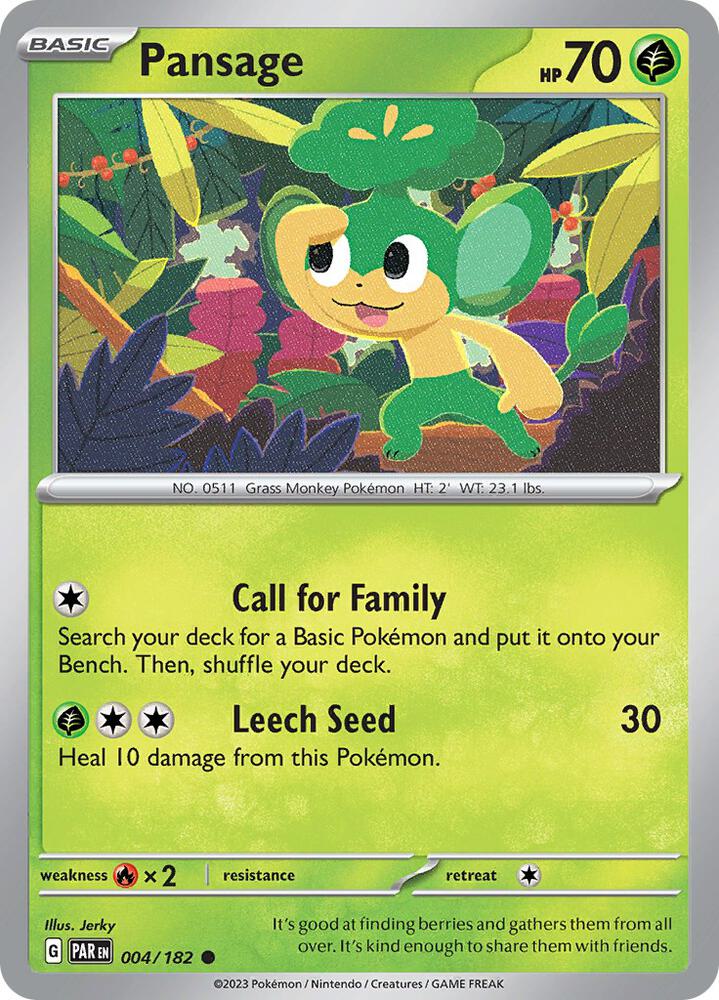 Pansage 004/182 card from SV04: Paradox Rift