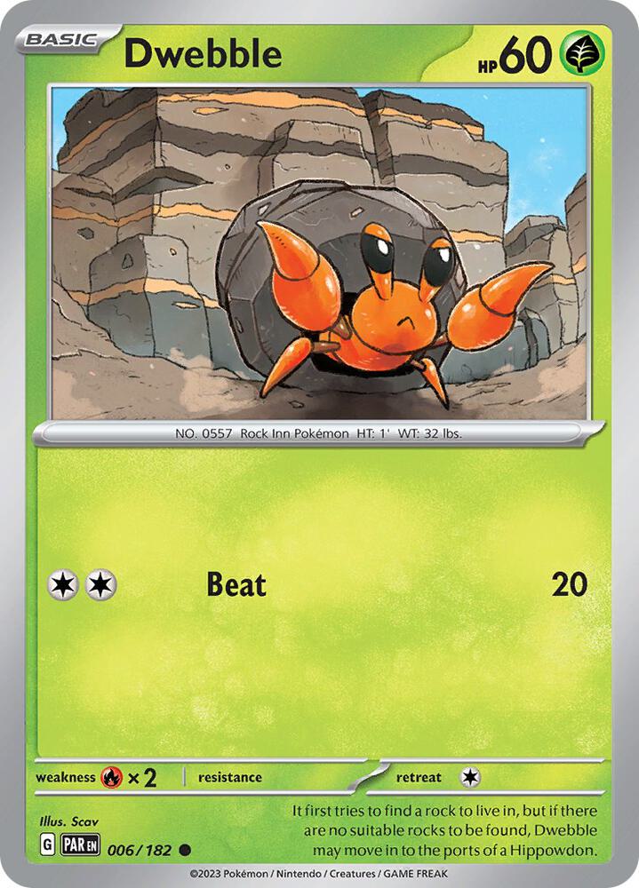 Dwebble 006/182 card from SV04: Paradox Rift