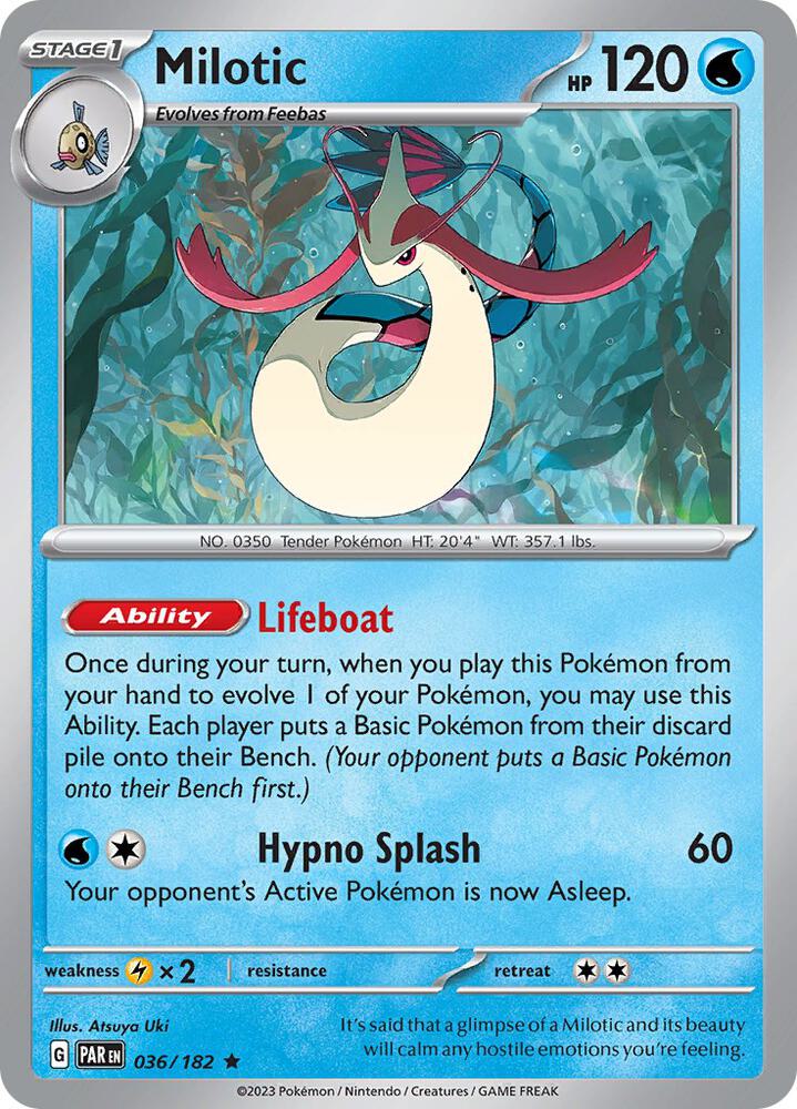 Milotic 036/182 card from SV04: Paradox Rift
