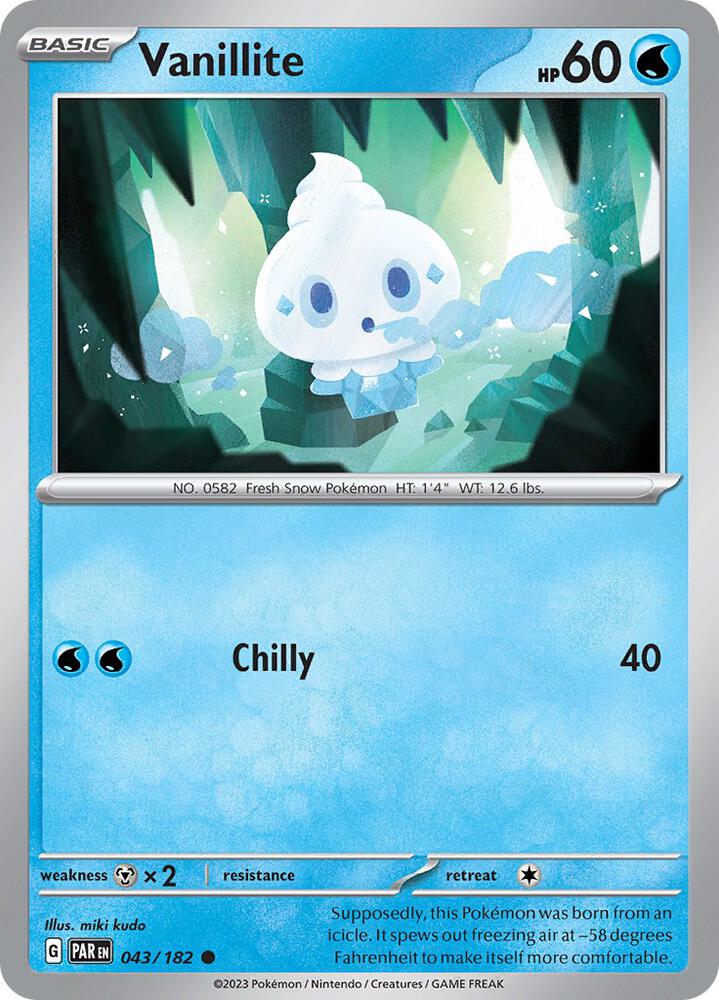 Vanillite 043/182 card from SV04: Paradox Rift