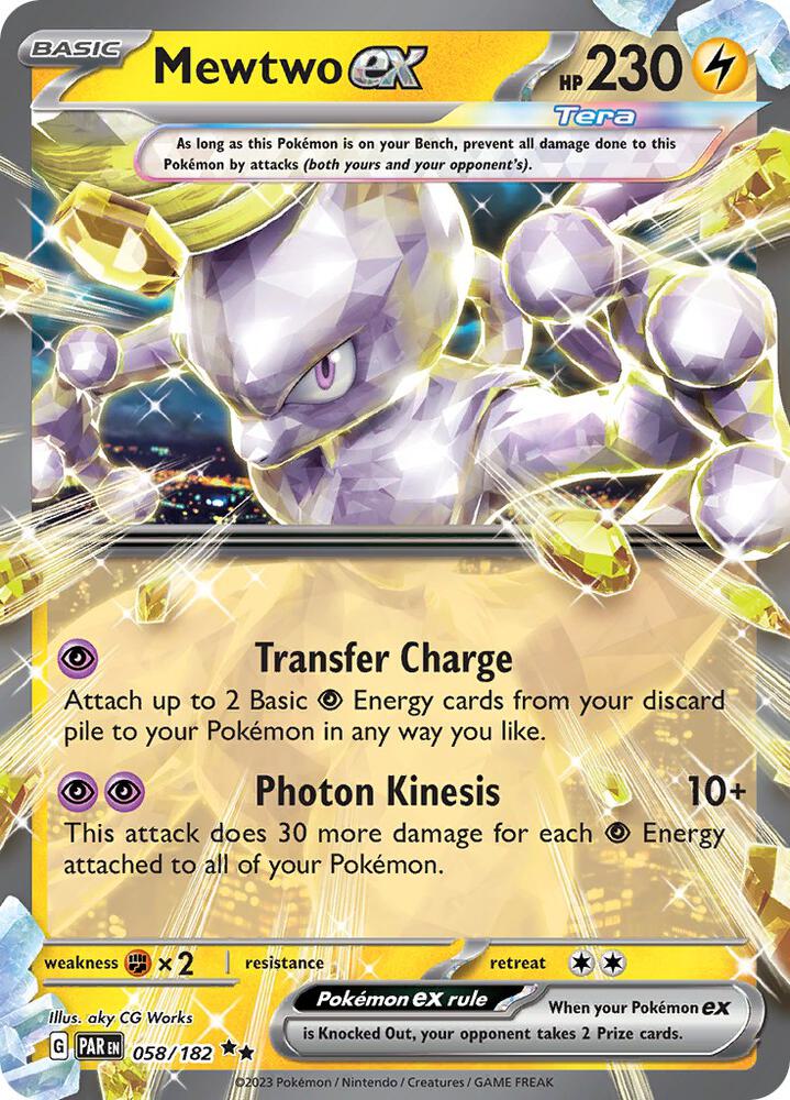 Mewtwo ex 058/182 card from SV04: Paradox Rift