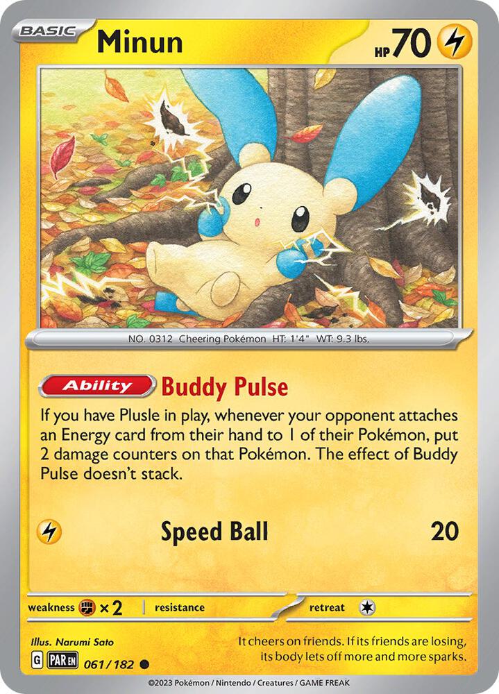 Minun 061/182 card from SV04: Paradox Rift