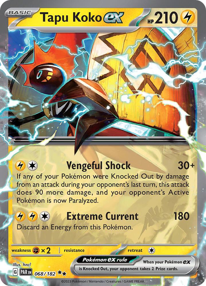 Tapu Koko ex 068/182 card from SV04: Paradox Rift