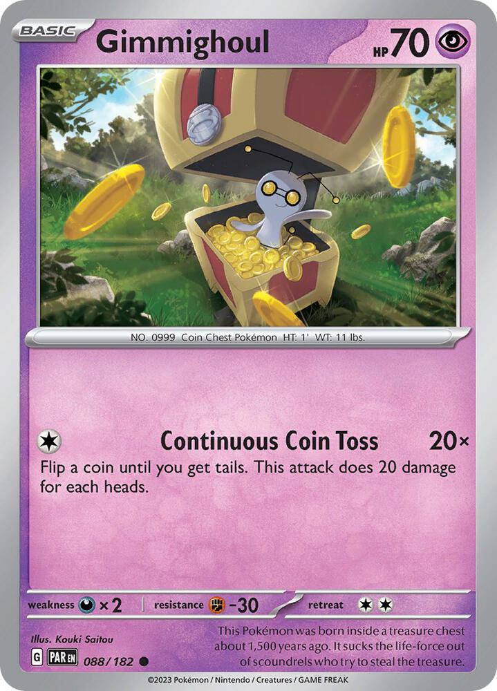 Gimmighoul 088/182 card from SV04: Paradox Rift
