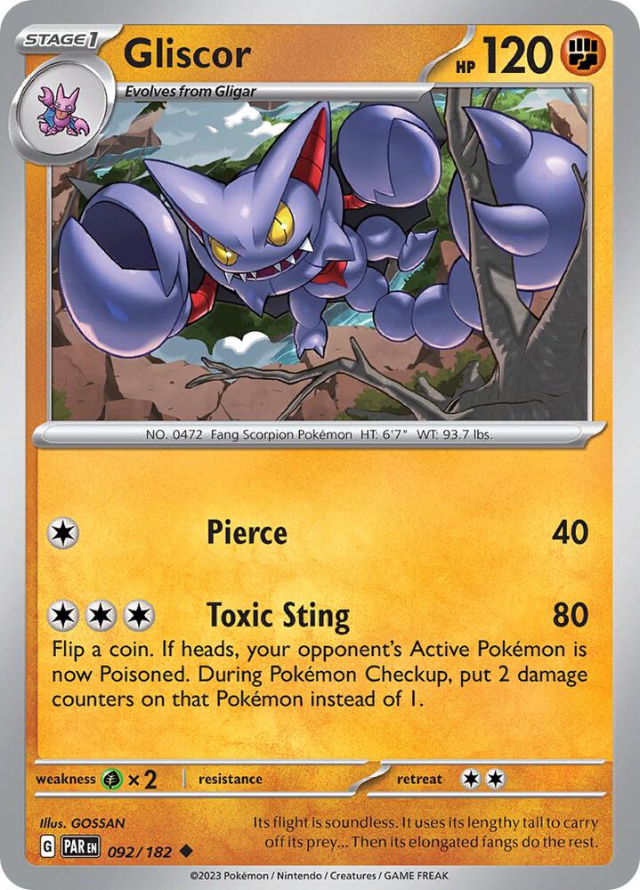 Gliscor 092/182 card from SV04: Paradox Rift