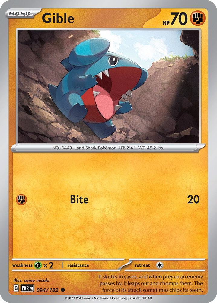 Gible 094/182 card from SV04: Paradox Rift