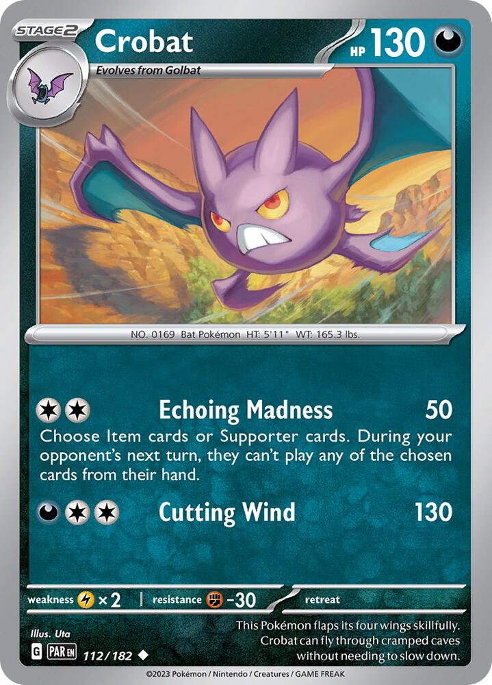 Crobat 112/182 card from SV04: Paradox Rift