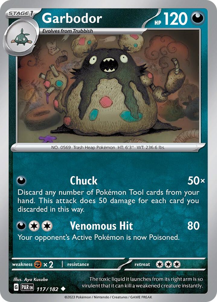 Garbodor 117/182 card from SV04: Paradox Rift