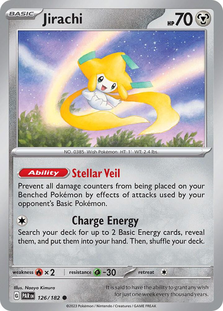 Jirachi 126/182 card from SV04: Paradox Rift