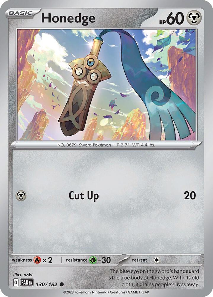 Honedge 130/182 card from SV04: Paradox Rift